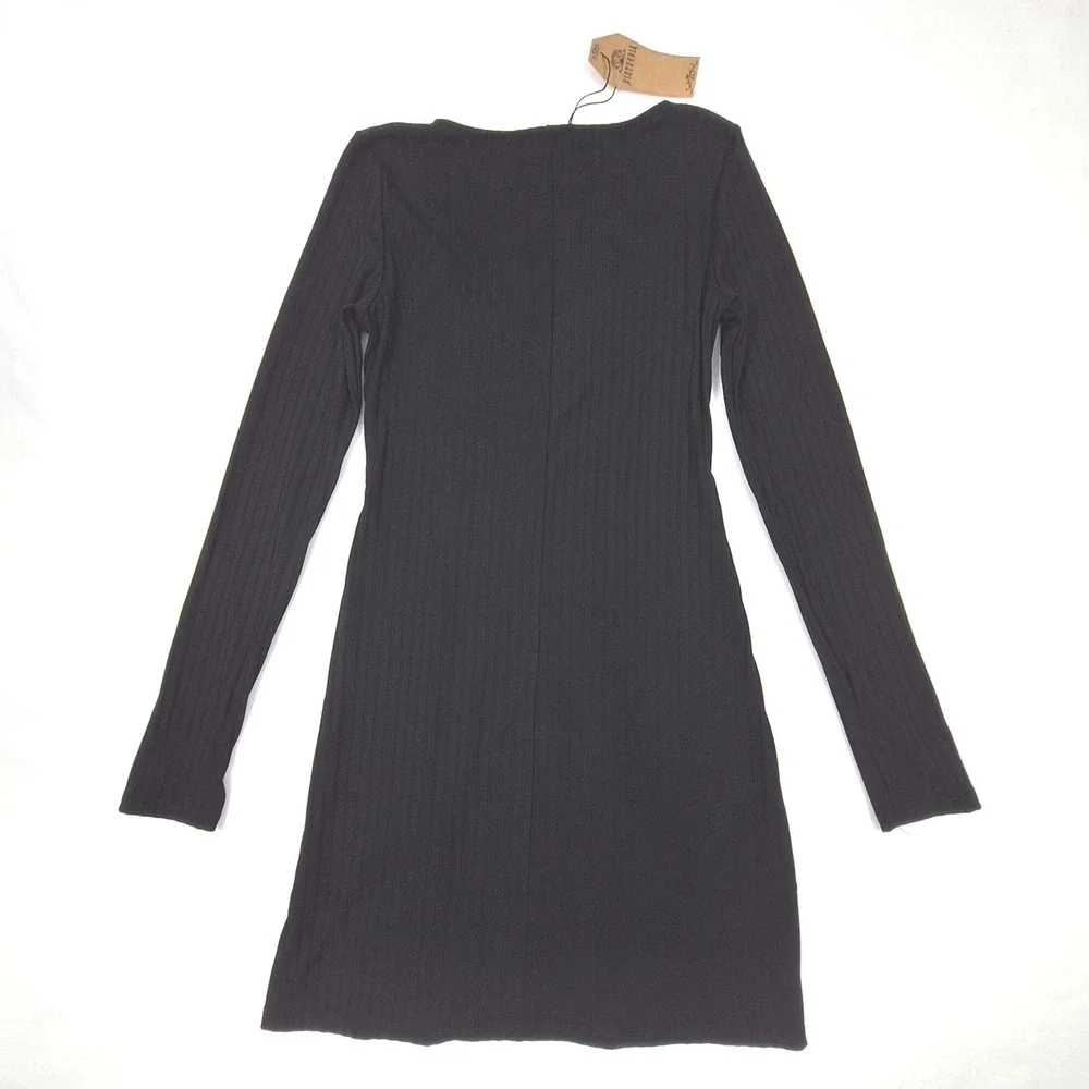Disturbia Eastwick Cut Out Mini Dress Womens Size 8 Black Ribbed Gothic Alt